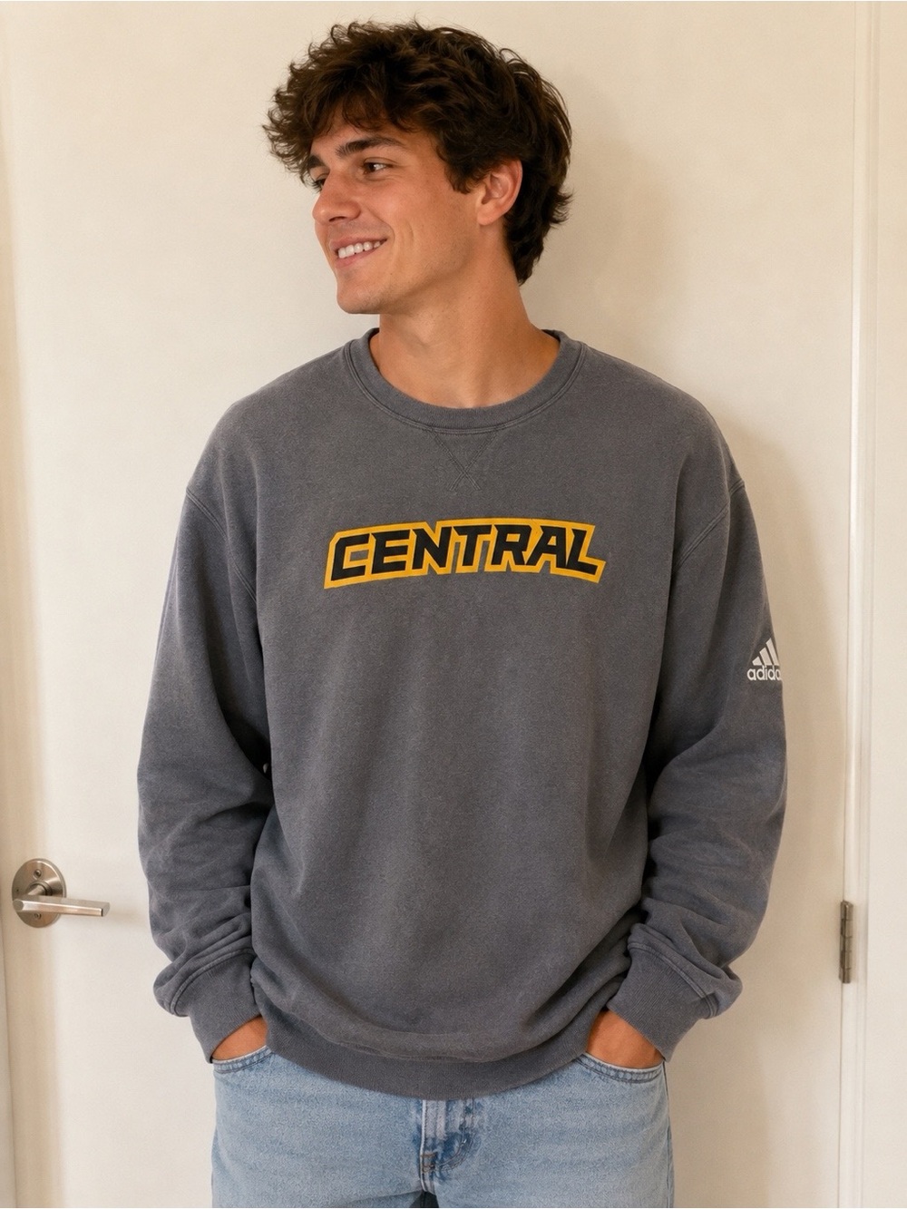 Adidas Central Michigan University Chippewas Grey Crewneck Sweatshirt